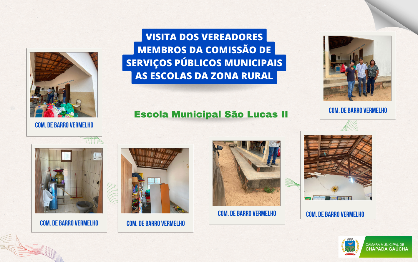 Comissão de Serviços Públicos Municipais realiza visita a escolas da zona rural.